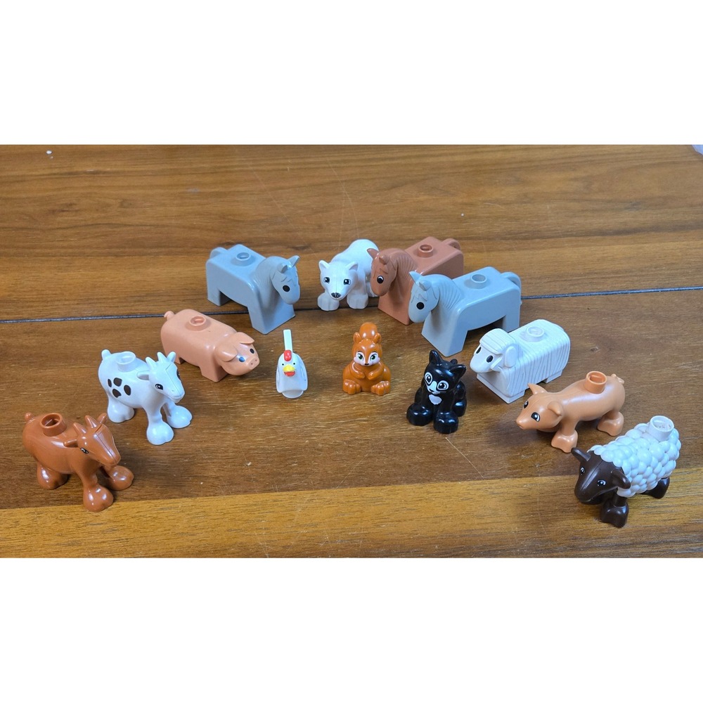 LEGO Duplo Animal Figure Lot 12pc Horse Pig Sheep Goat Polar Bear Cat Chicken